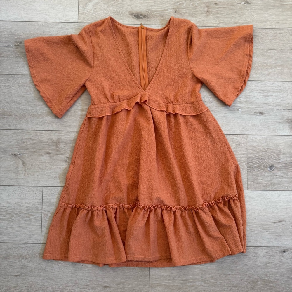 SHEIN Beachy Ruffle Bell Sleeve Flounce Dress